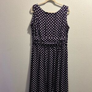 Perceptions purple polkadot a-line sleeveless dress